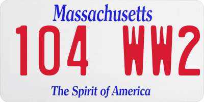 MA license plate 104WW2