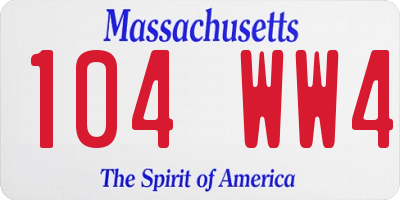 MA license plate 104WW4