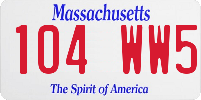MA license plate 104WW5