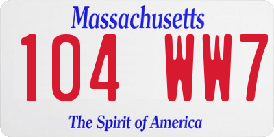 MA license plate 104WW7