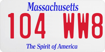 MA license plate 104WW8