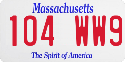 MA license plate 104WW9