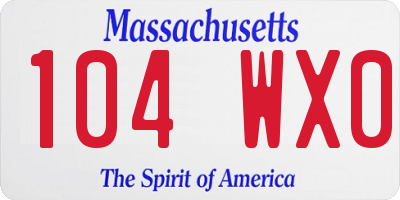 MA license plate 104WX0