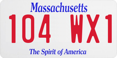 MA license plate 104WX1