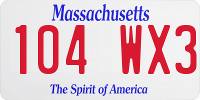 MA license plate 104WX3
