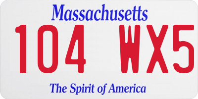 MA license plate 104WX5