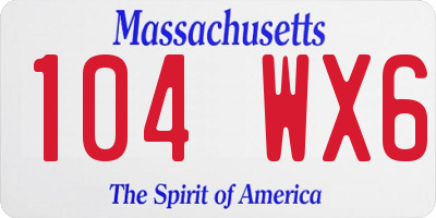 MA license plate 104WX6