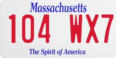 MA license plate 104WX7
