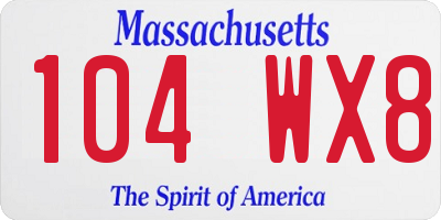 MA license plate 104WX8