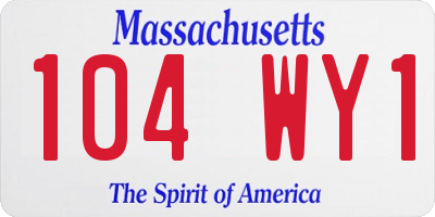 MA license plate 104WY1