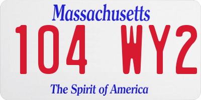 MA license plate 104WY2