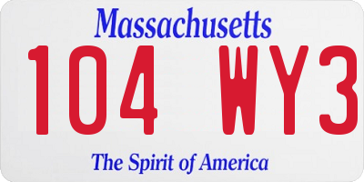 MA license plate 104WY3
