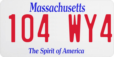 MA license plate 104WY4