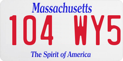 MA license plate 104WY5