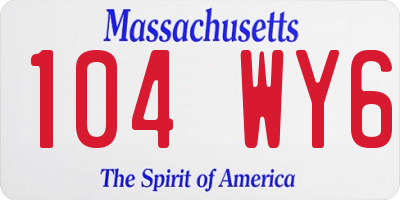 MA license plate 104WY6