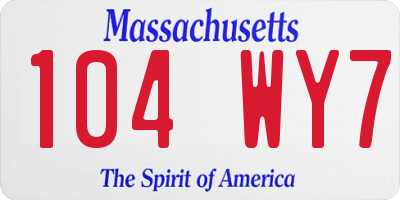 MA license plate 104WY7