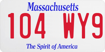 MA license plate 104WY9