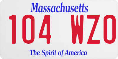 MA license plate 104WZ0