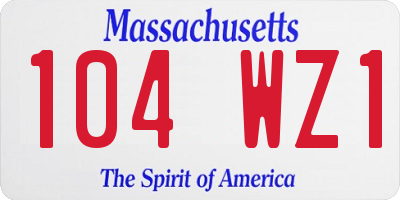 MA license plate 104WZ1