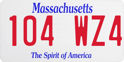 MA license plate 104WZ4
