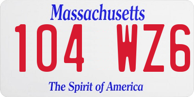 MA license plate 104WZ6