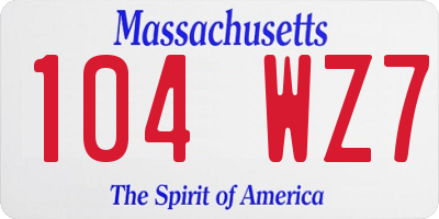 MA license plate 104WZ7