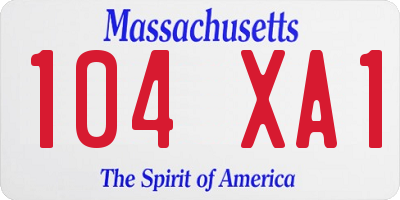 MA license plate 104XA1