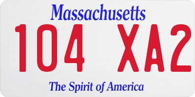 MA license plate 104XA2