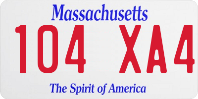 MA license plate 104XA4