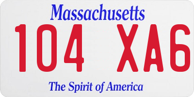 MA license plate 104XA6