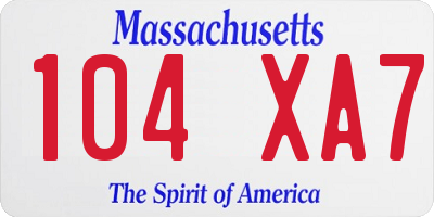 MA license plate 104XA7