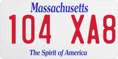 MA license plate 104XA8
