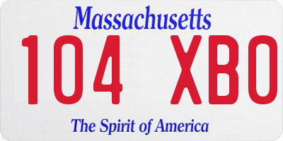 MA license plate 104XB0
