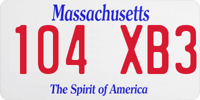 MA license plate 104XB3