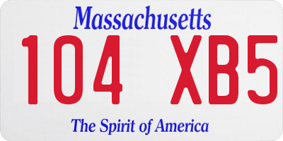 MA license plate 104XB5