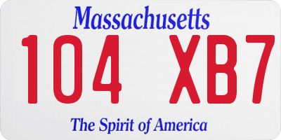 MA license plate 104XB7