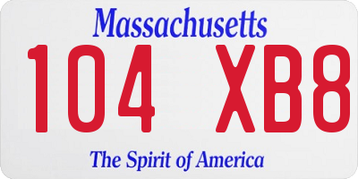 MA license plate 104XB8