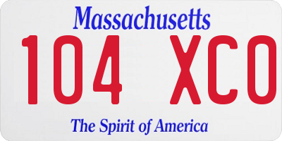 MA license plate 104XC0