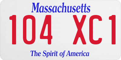 MA license plate 104XC1