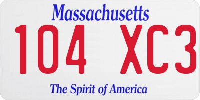 MA license plate 104XC3