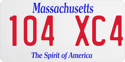 MA license plate 104XC4