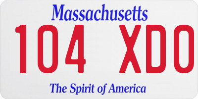 MA license plate 104XD0