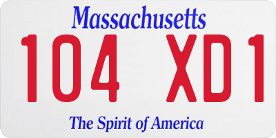 MA license plate 104XD1