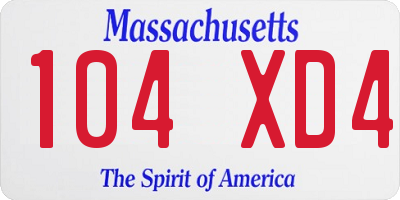 MA license plate 104XD4