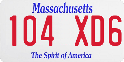 MA license plate 104XD6