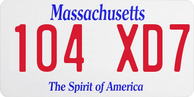 MA license plate 104XD7