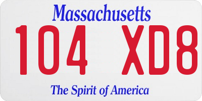 MA license plate 104XD8