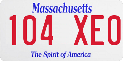 MA license plate 104XE0