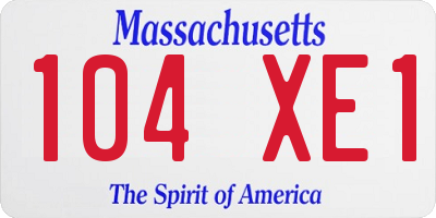 MA license plate 104XE1