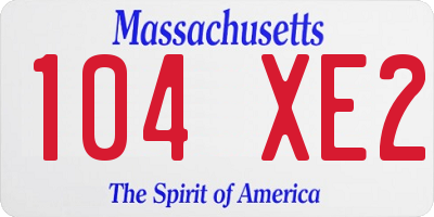 MA license plate 104XE2